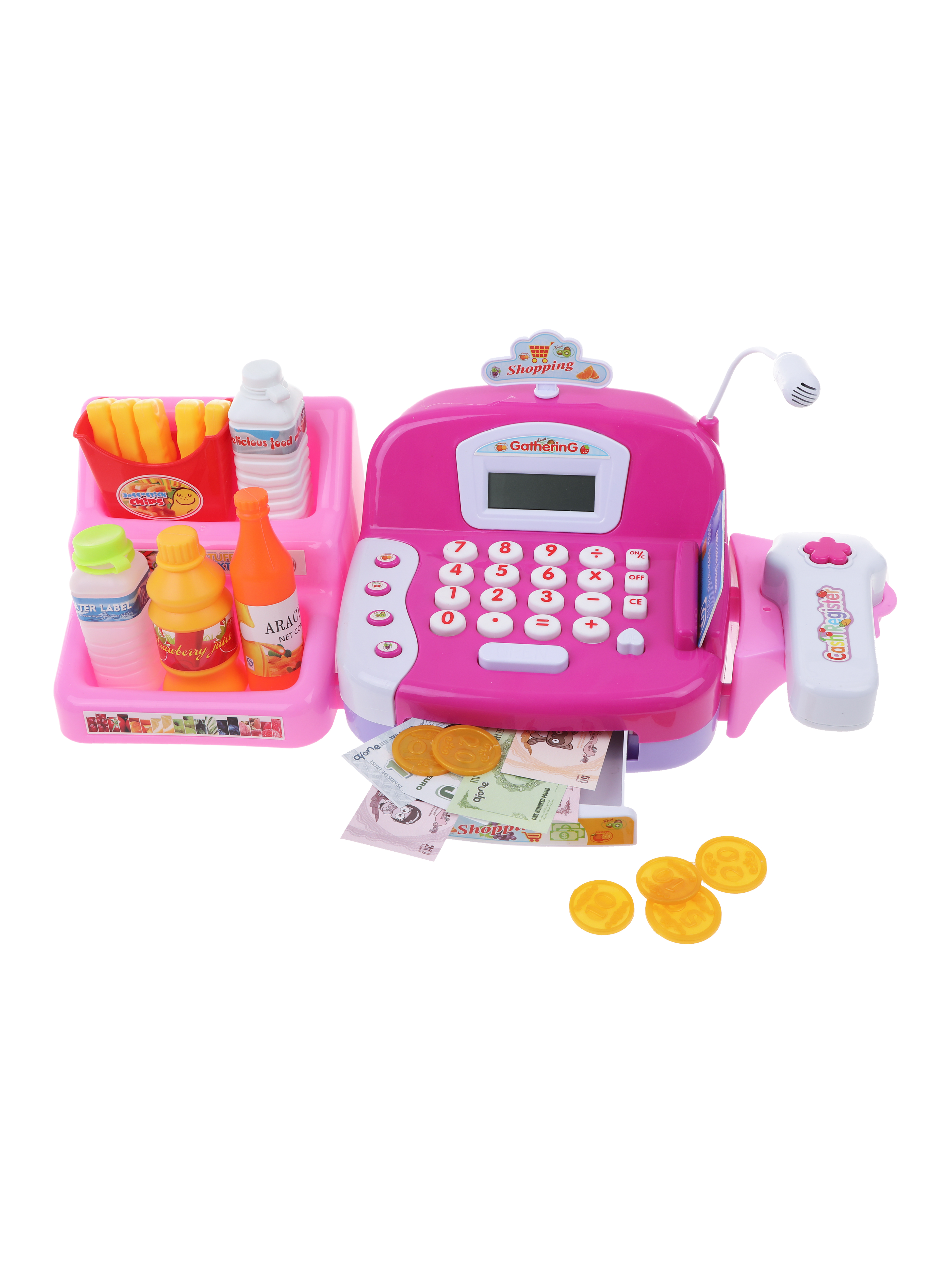 Игровой набор Наша Игрушка продукты, прилавок, касса, тележки и корзинки - фото 3