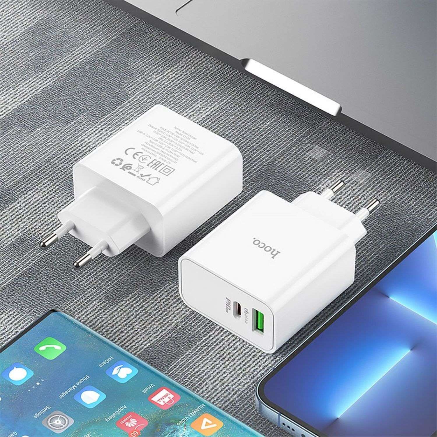 Сетевое зарядное устройство hoco C113A 1*USB 1*USB-C 3А - фото 3