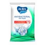 Влажные салфетки AURA Antibacterial антибактериальные 20 шт.