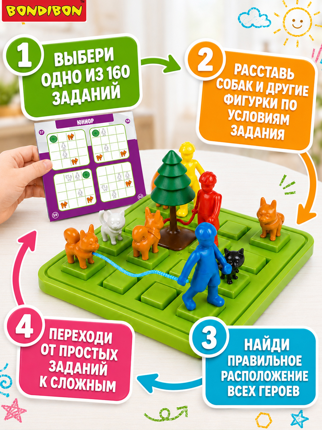 Настольная игра Bondibon логическая прогулка с собакой - фото 4