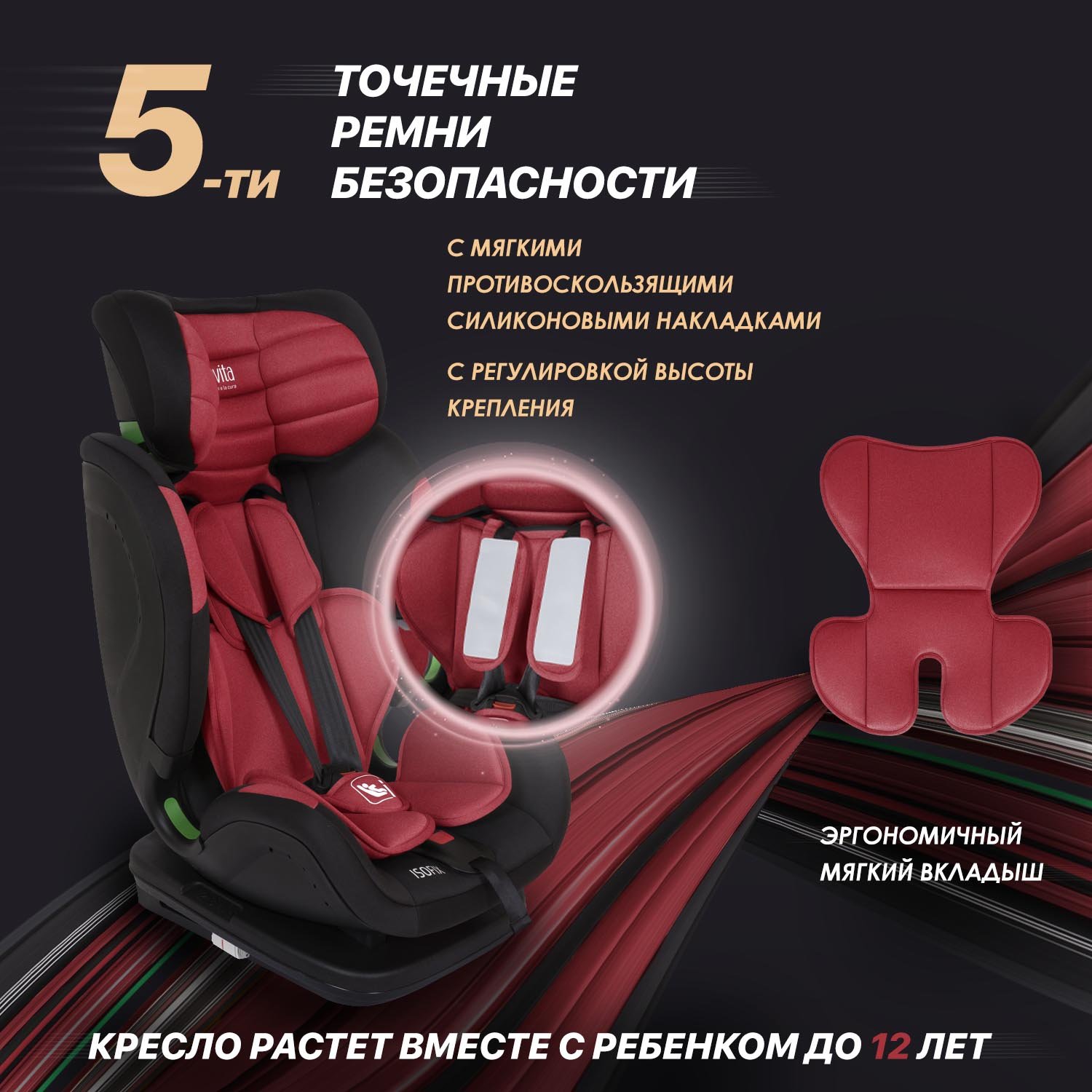 Автокресло Nuovita Maczione NiS3-1 Isofix 1/2/3 (9-36 кг) красный - фото 8