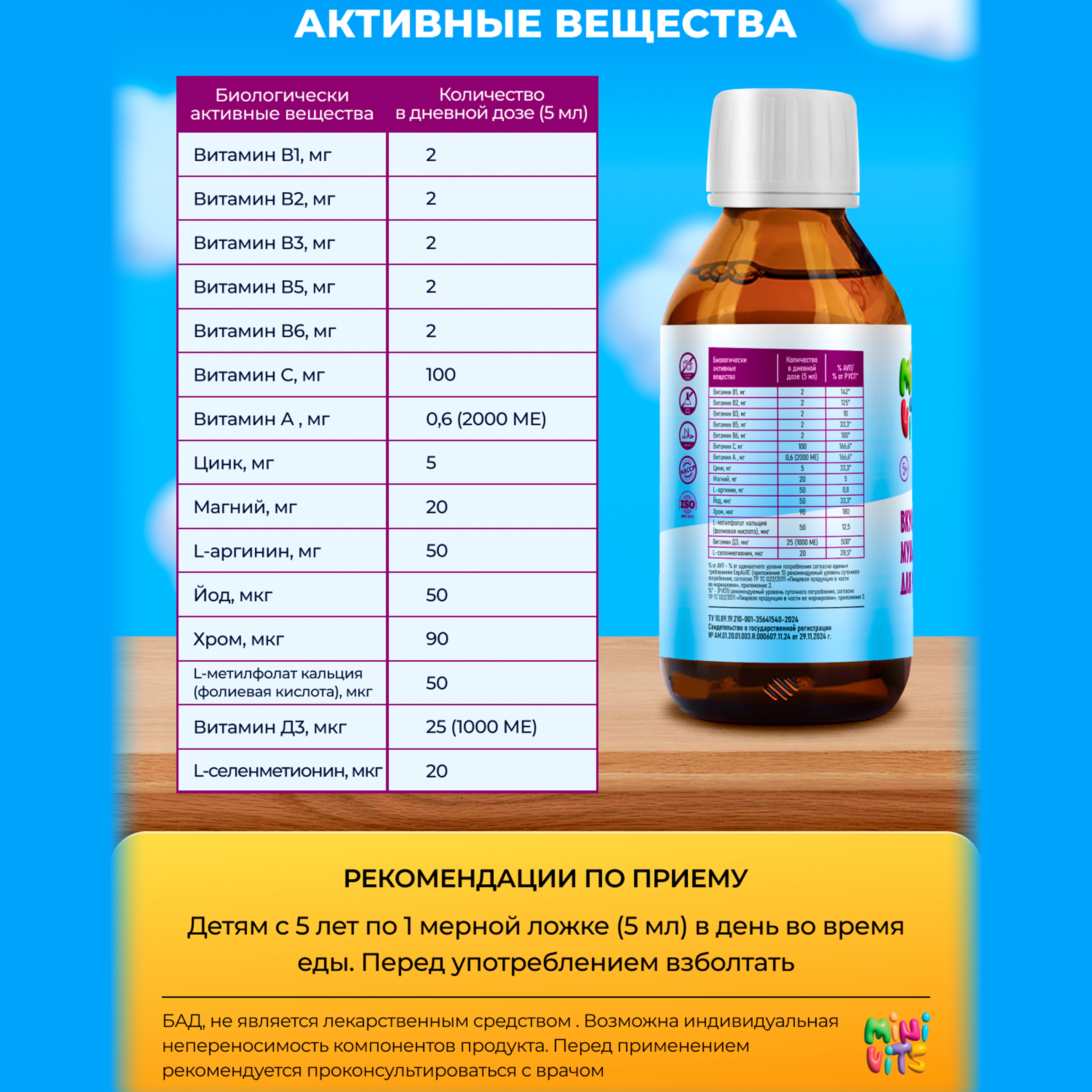 Вкусные мультивитамины Minivits Малина - фото 6