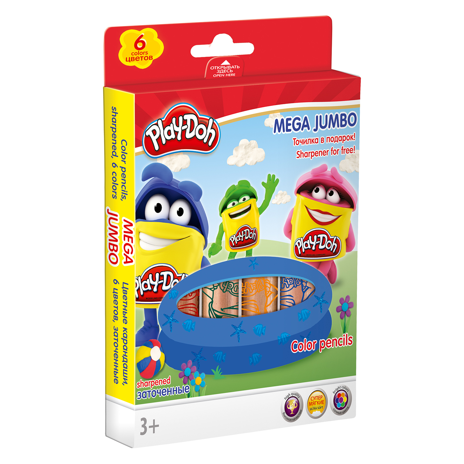 Карандаши цветные Kinderline 6 шт. - фото 1