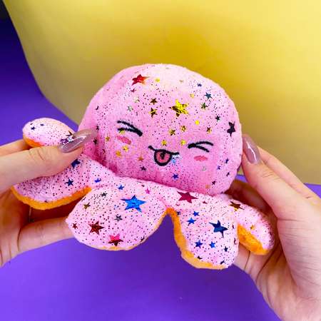 Мягкая игрушка MINI-TOYS вывернушка Осьминог двусторонний. Оранжевый-розовый