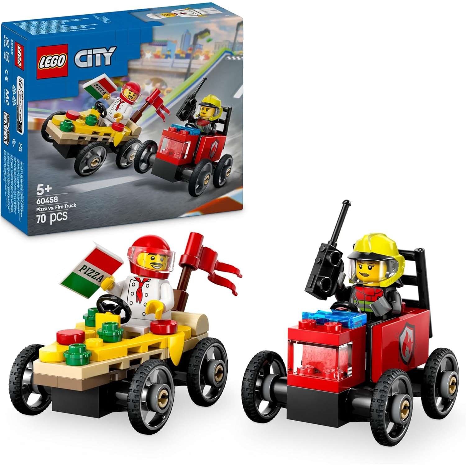 Конструктор LEGO City Пицца против Пожарной машины блочный - фото 1