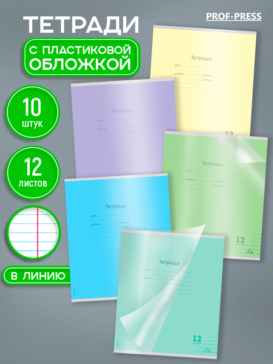 Тетрадь Prof-Press линейка 12 лист. 10 шт. - фото 1