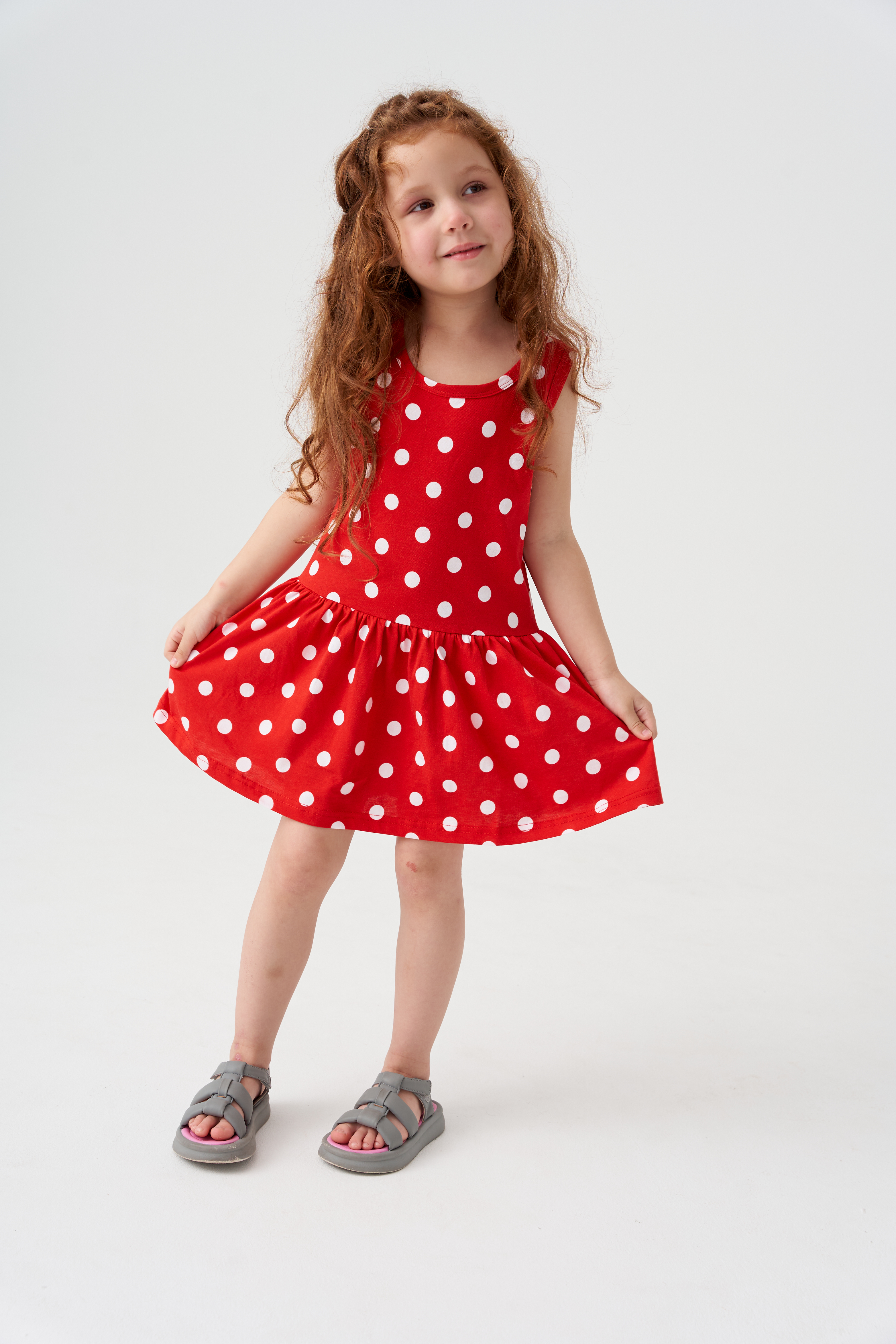 Сарафан Касаточка СР-01кул красный с рисунком - фото 1