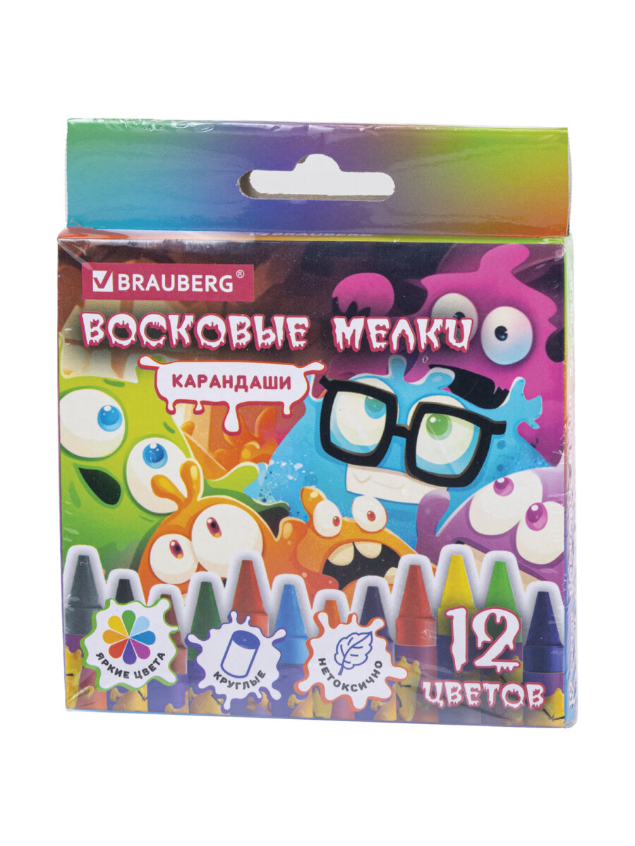 Восковые мелки Brauberg 12 шт. - фото 7