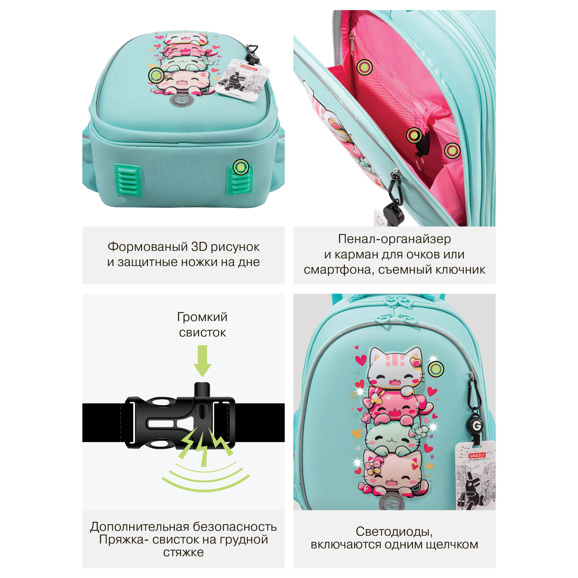 Ранец Grizzly для девочки - фото 14