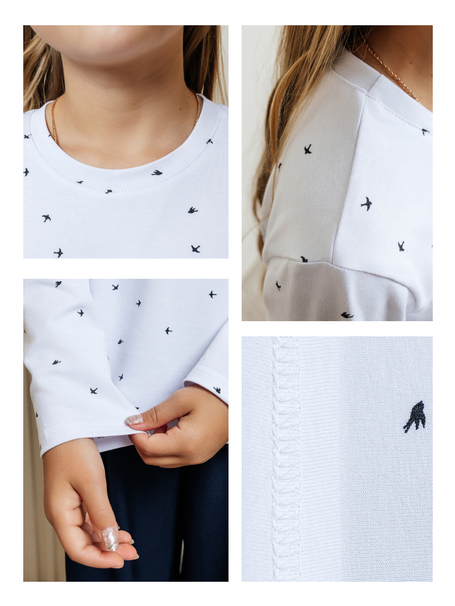 Лонгслив Селтекс Ю_ДК1 белый/ласточки черный - фото 6