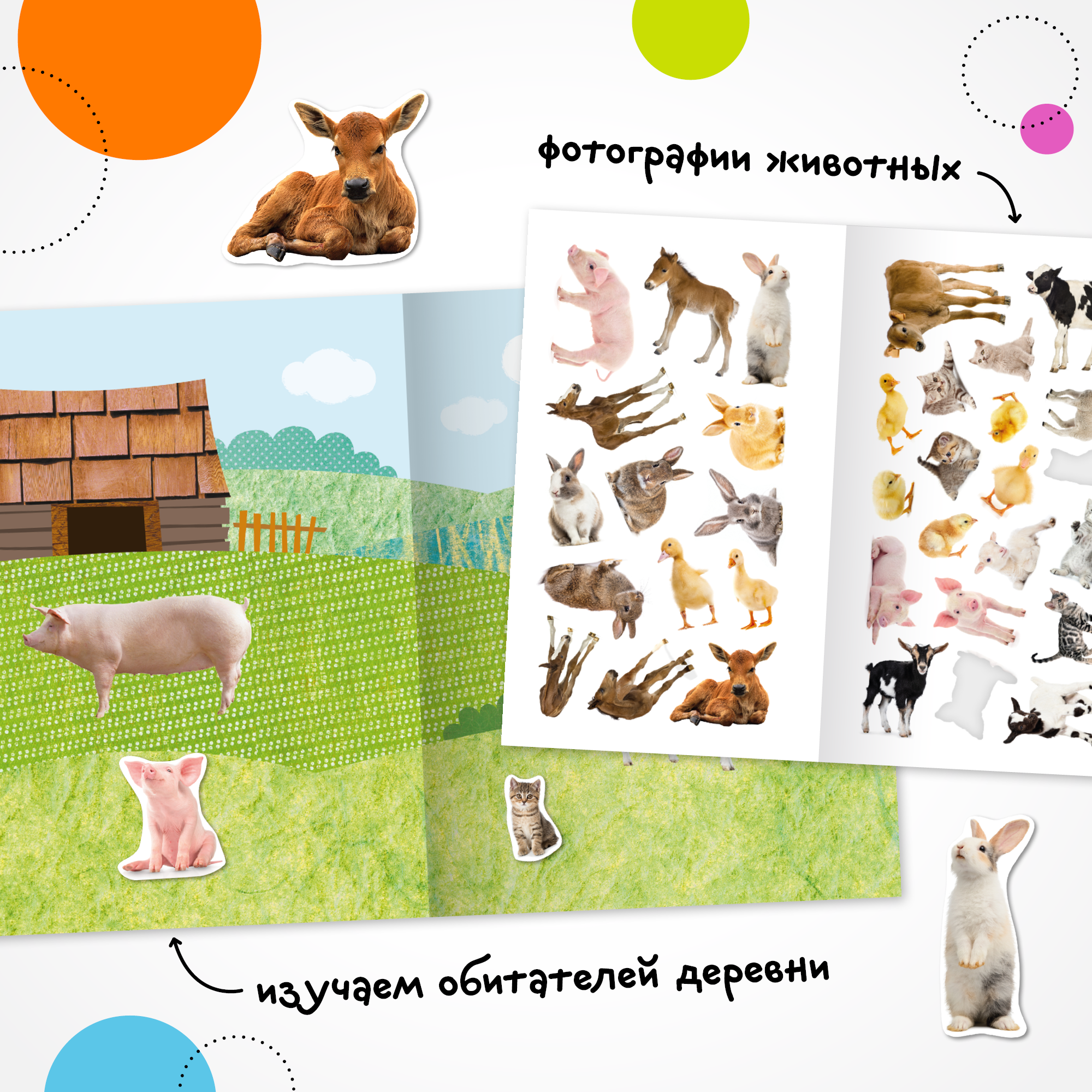 Книга МОЗАИКА kids Фотонаклейки В деревне - фото 2