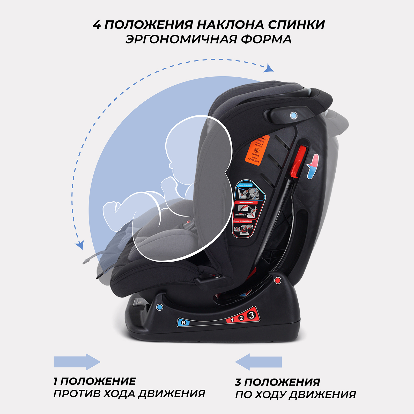 Автокресло Rant Matrix 0+/1/2/3 (0-36 кг) серый - фото 4