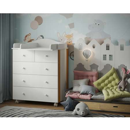 Детский пеленальный комод Incanto Nuvolla Plus 800/5 цвет белый бук