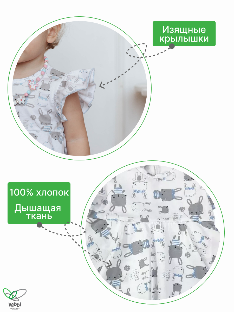 Боди VEDDI 079к-21-голубой/зайка - фото 3