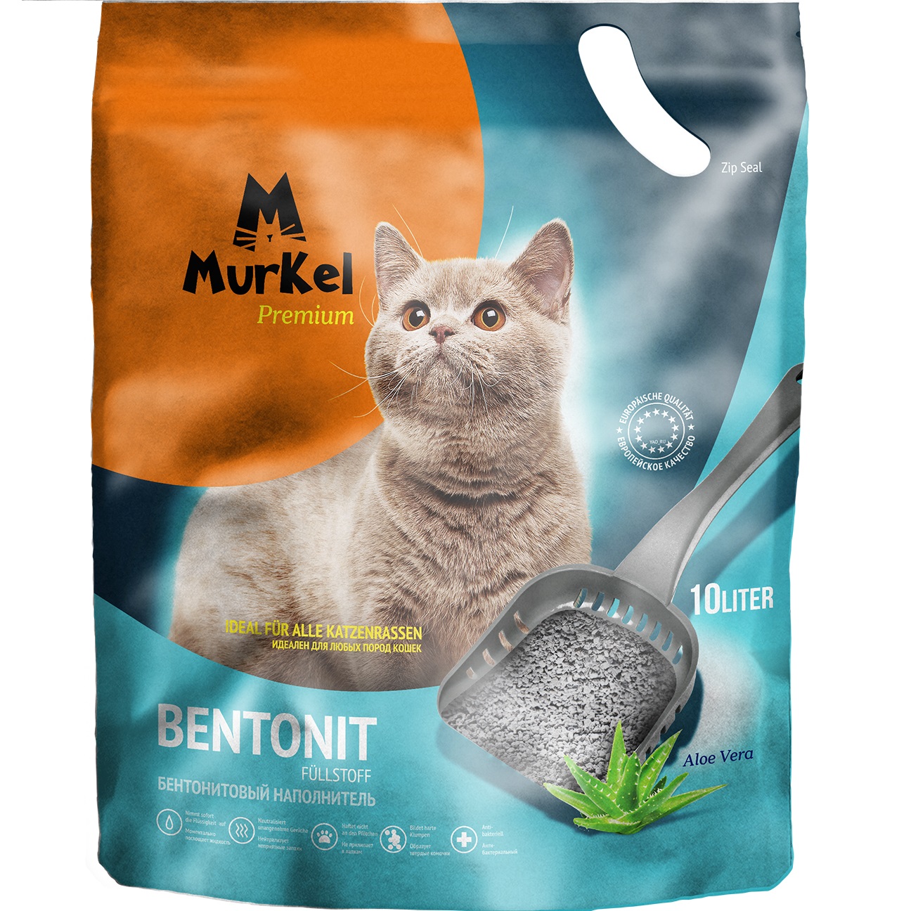Наполнитель для кошек Murkel бентонит Алоэ вера 10 л - фото 1