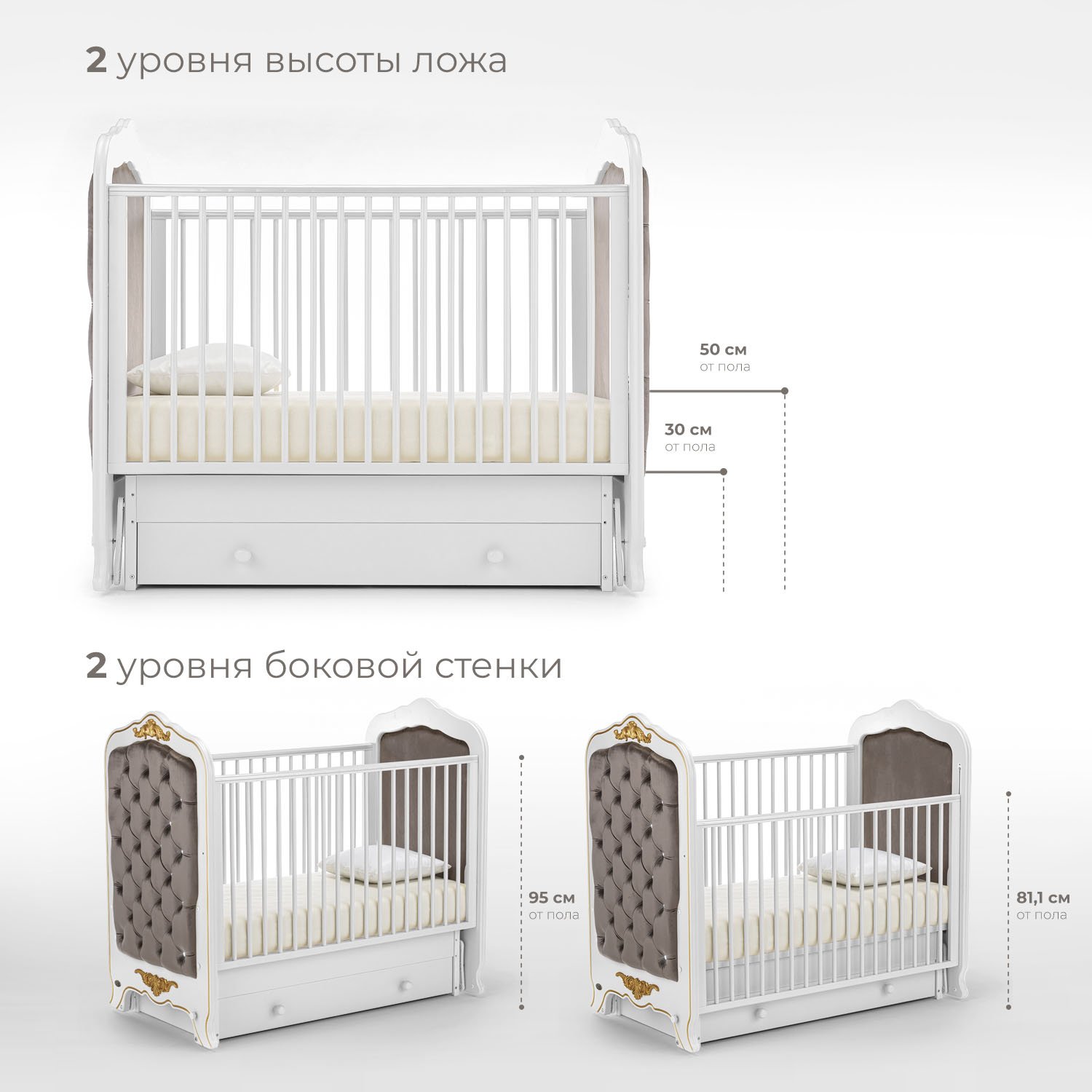 Детская кроватка Nuovita Fulgore swing, поперечный маятник (белый) - фото 2