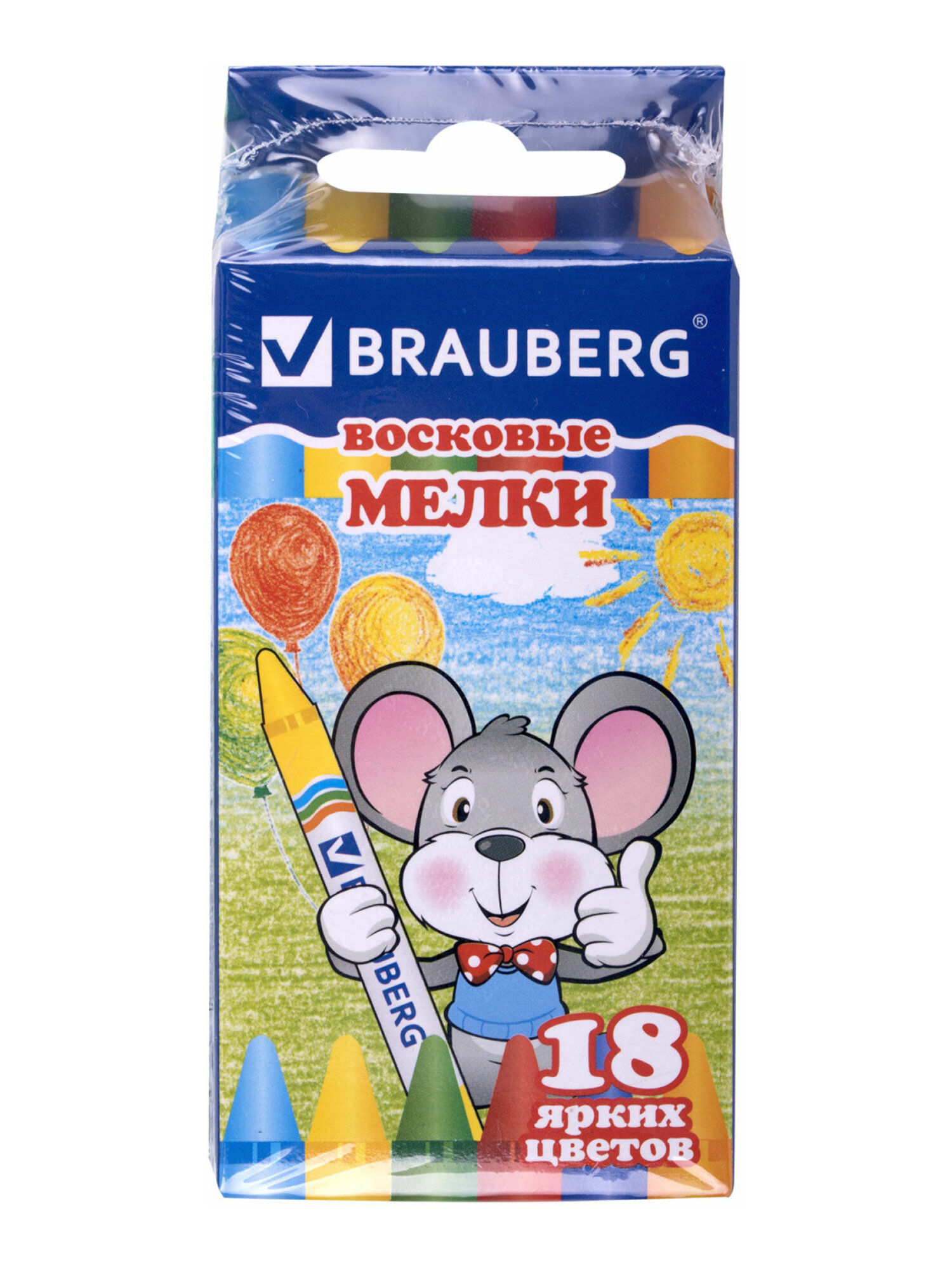 Восковые мелки Brauberg 18 шт. - фото 14
