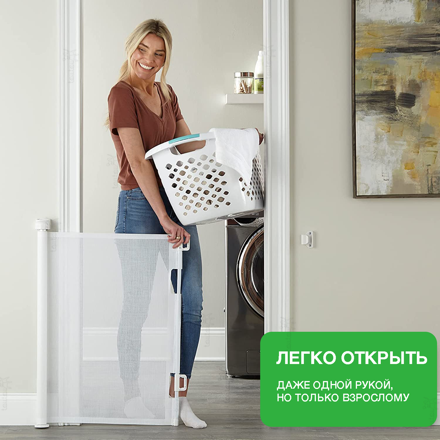 Ворота безопасности для детей раздвижные Toutou защитная сетка-барьер для ограждения животных - фото 2