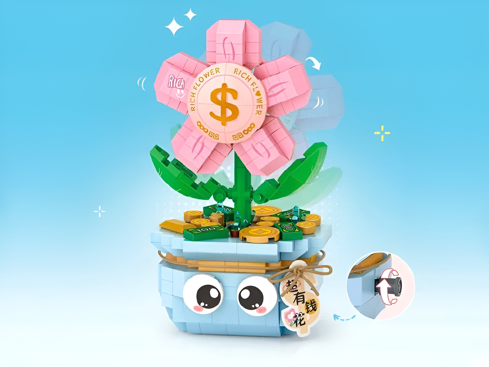 Конструктор Loz Денежный цветок розовый из мини-блоков 350 дет. - фото 1