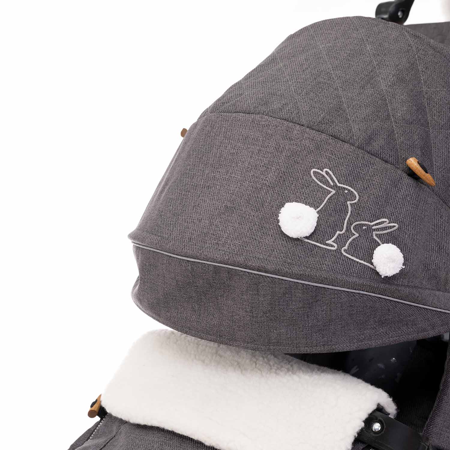 Санки-коляска NiKA kids серый с кроликами - фото 4