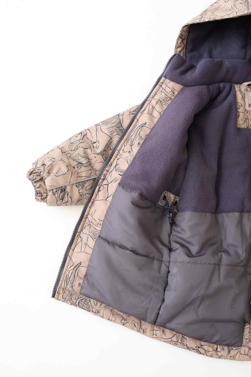 Парка MINIDINO В-К-034/ДПарка детская еврозима принт Сафари темно-бежевый - фото 4