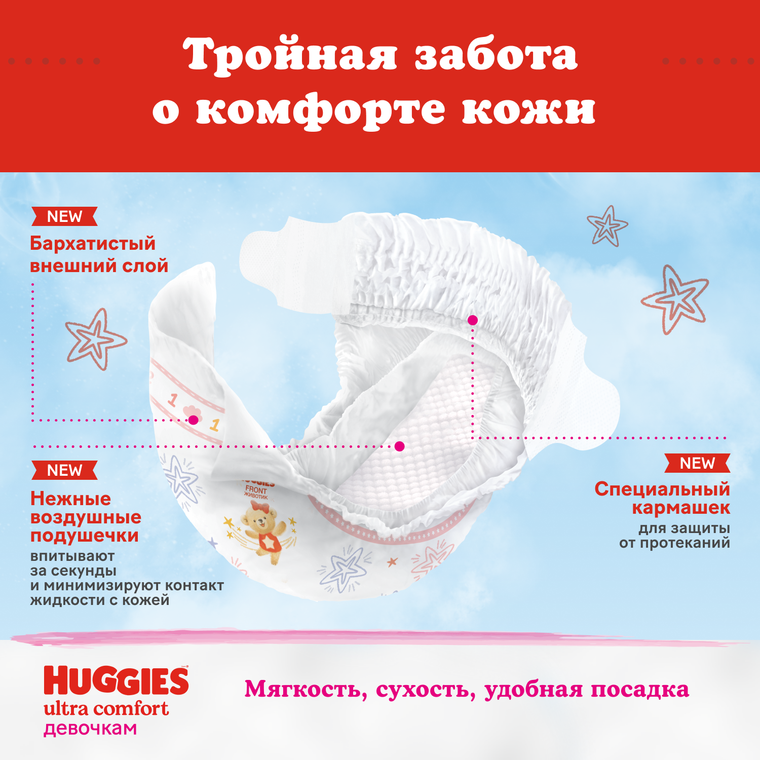 Подгузники Huggies Ultra Comfort для девочек 5 (12-22 кг) 64 шт. - фото 5