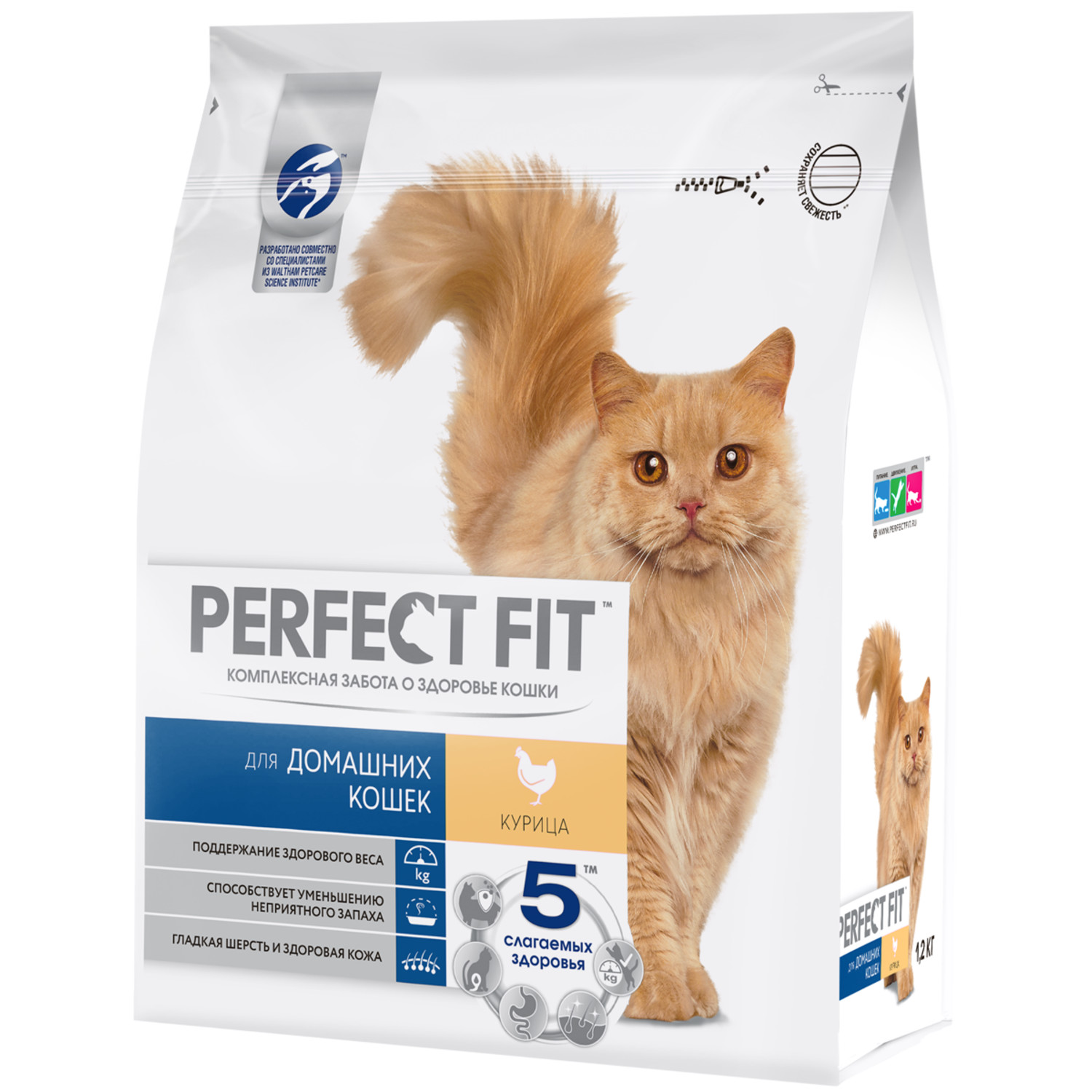 Корм сухой для кошек PerfectFit 1.2кг с курицей живущих в домашних условиях - фото 2