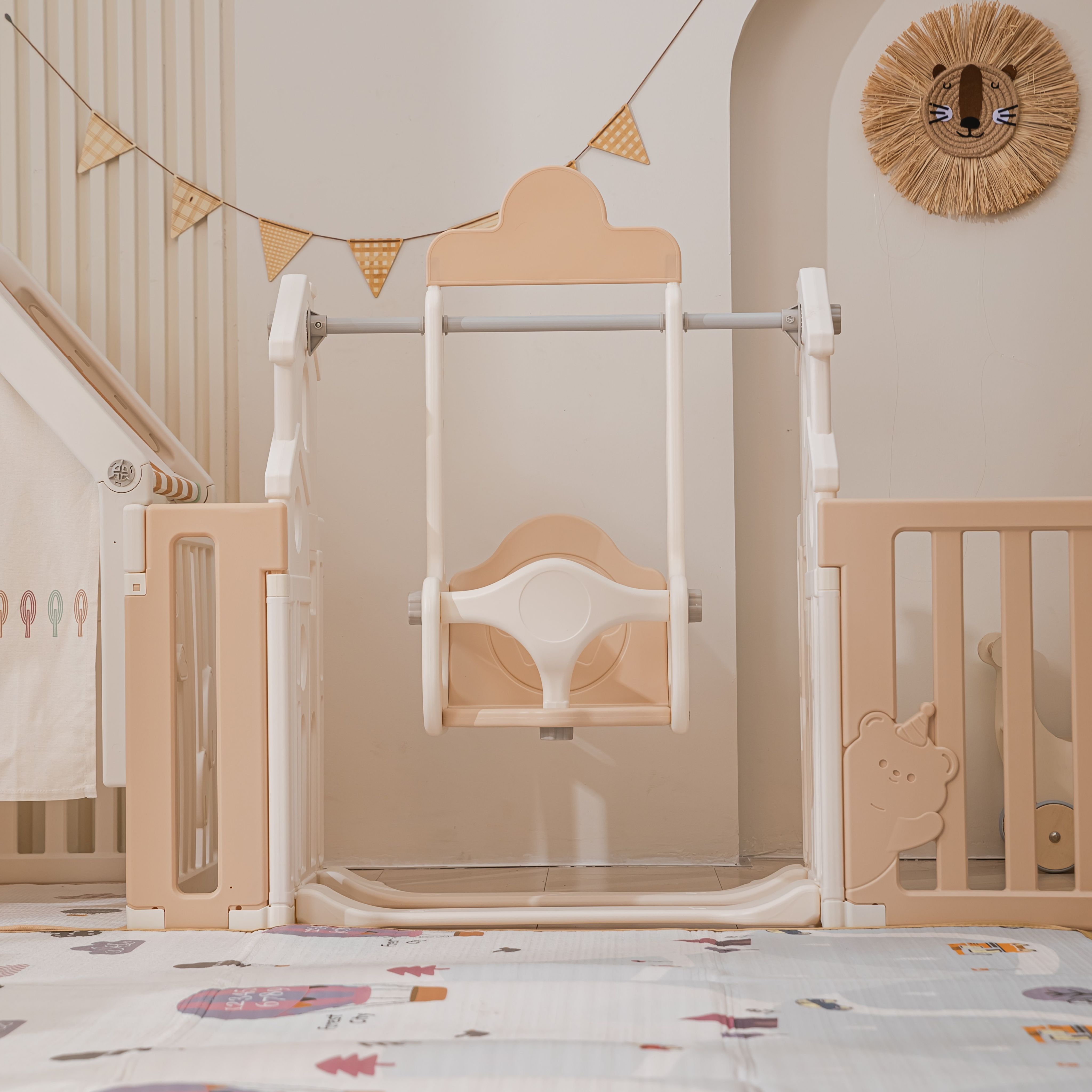 Манеж UNIX Kids DeLuxe House Storage (150x180 cm) Camel PPLXSWHS180WC - фото 11