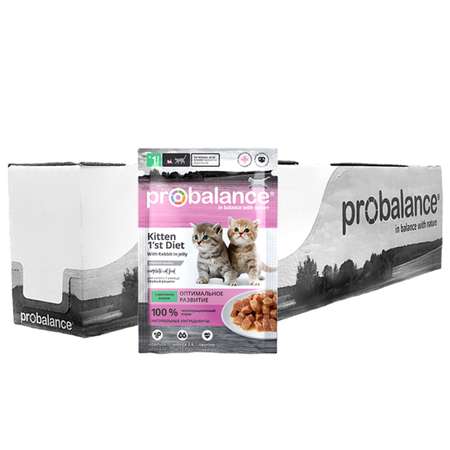 Корм для котят Probalance 85г Kitten 1st Diet кролик в желе пауч