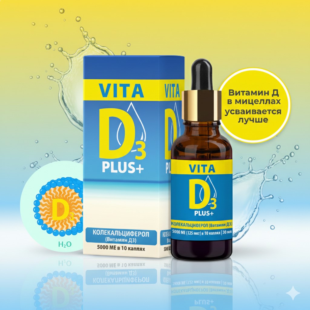 Витамин Д 5000 МЕ в 10 каплях VITA D3 Флакон 30 мл с удобной капельницей-дозатором - фото 4