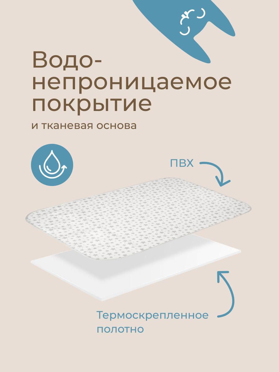 Клеёнка ROXY-KIDS Серые 3везды 70 x 100 см белый 1 шт. - фото 3