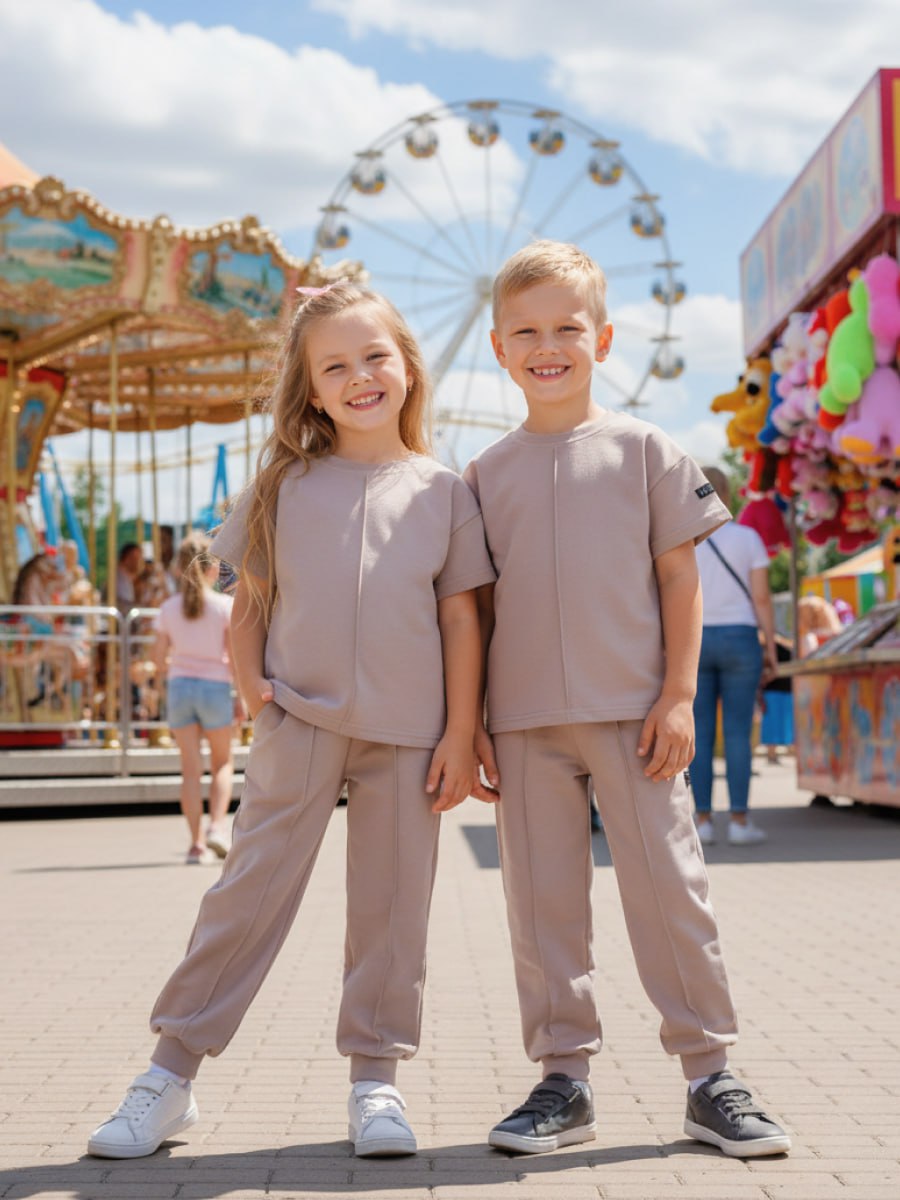 Спортивный костюм VEDDI 2080/6041фп-2024-бежевый - фото 3