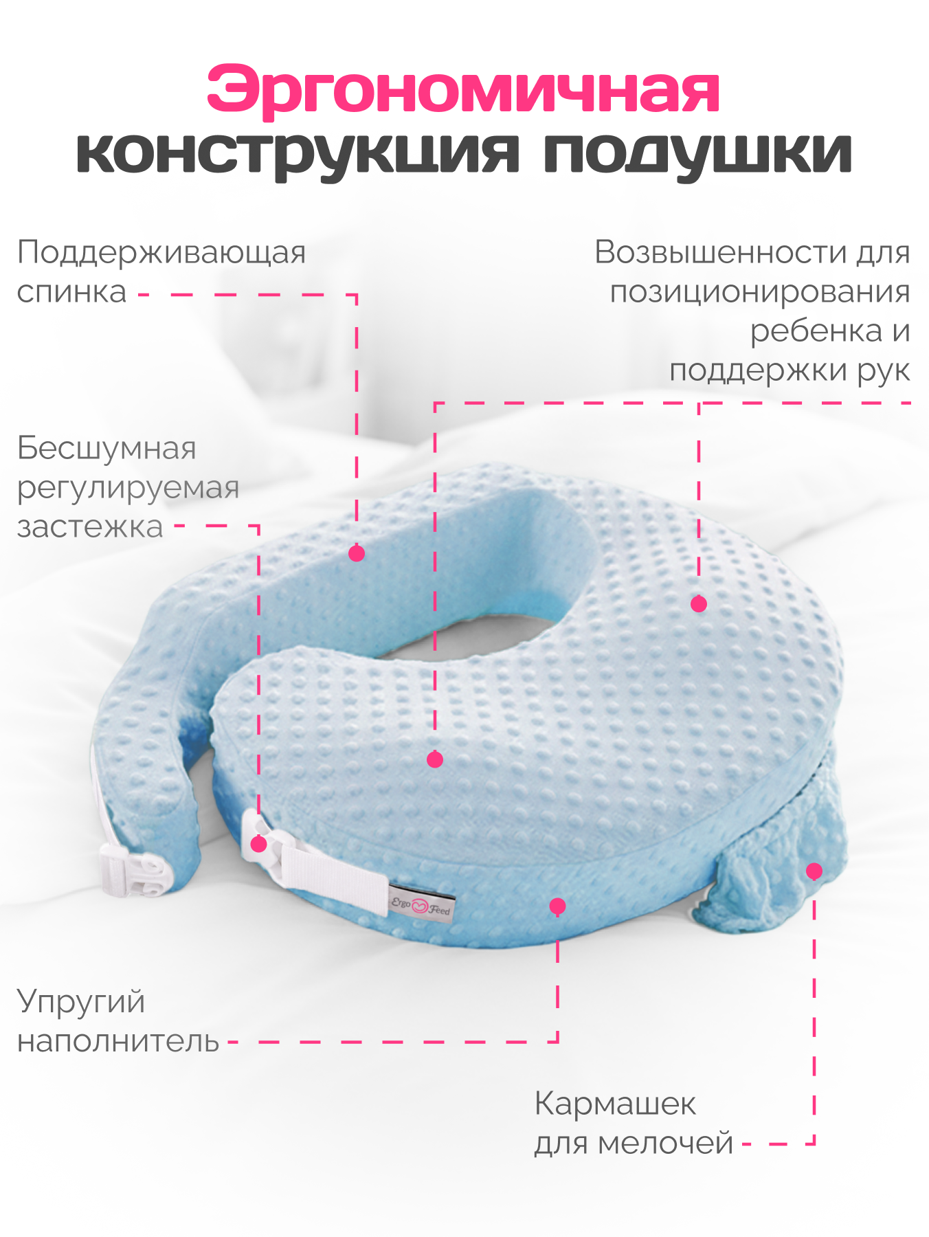 Подушка для кормления ErgoFeed голубой 40 x 60 см - фото 2