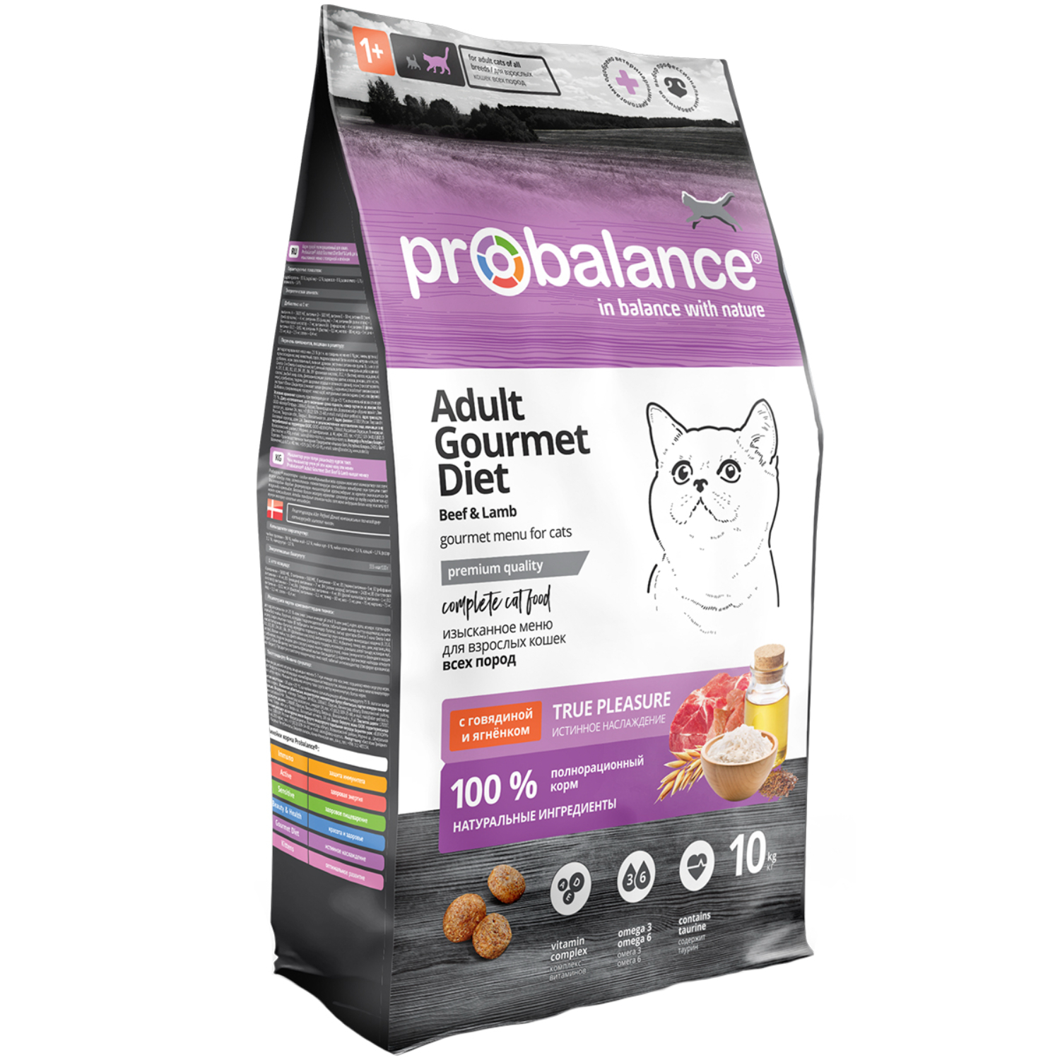 Корм для кошек Probalance 10кг Adult Gourmet Diet говядина-ягненок сухой - фото 1