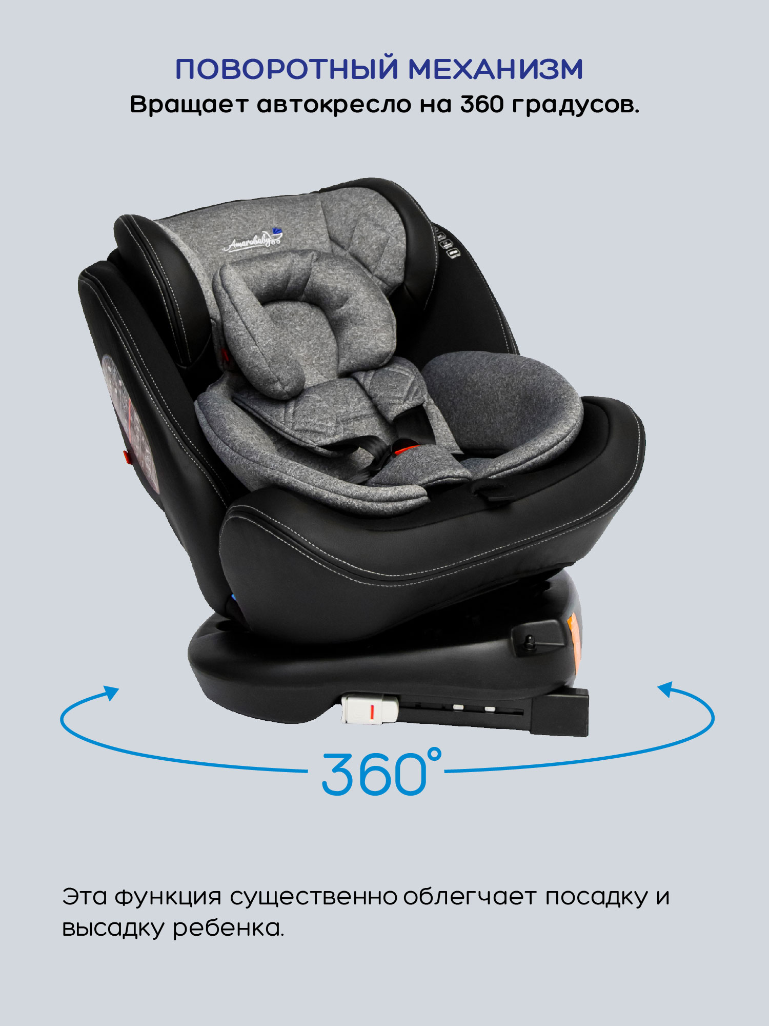Автокресло Amarobaby ST-3 Isofix 0+/1/2/3 (0-36 кг) серый - фото 6