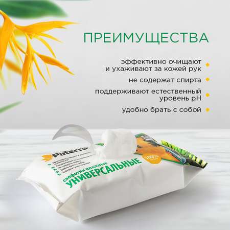 Влажные салфетки Paterra антибактериальные