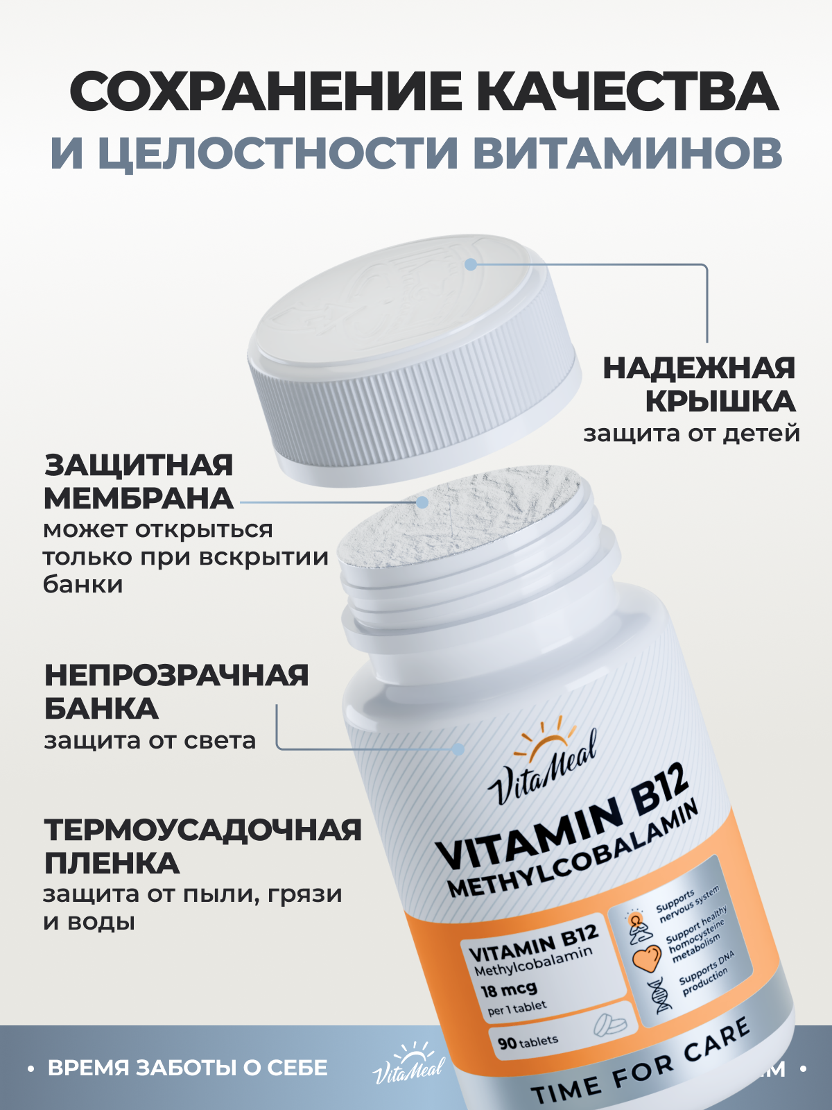 Витамин VitaMeal В12 Метилкобаламин 18 мкг для нервной системы и метаболизма 90 таблеток - фото 14