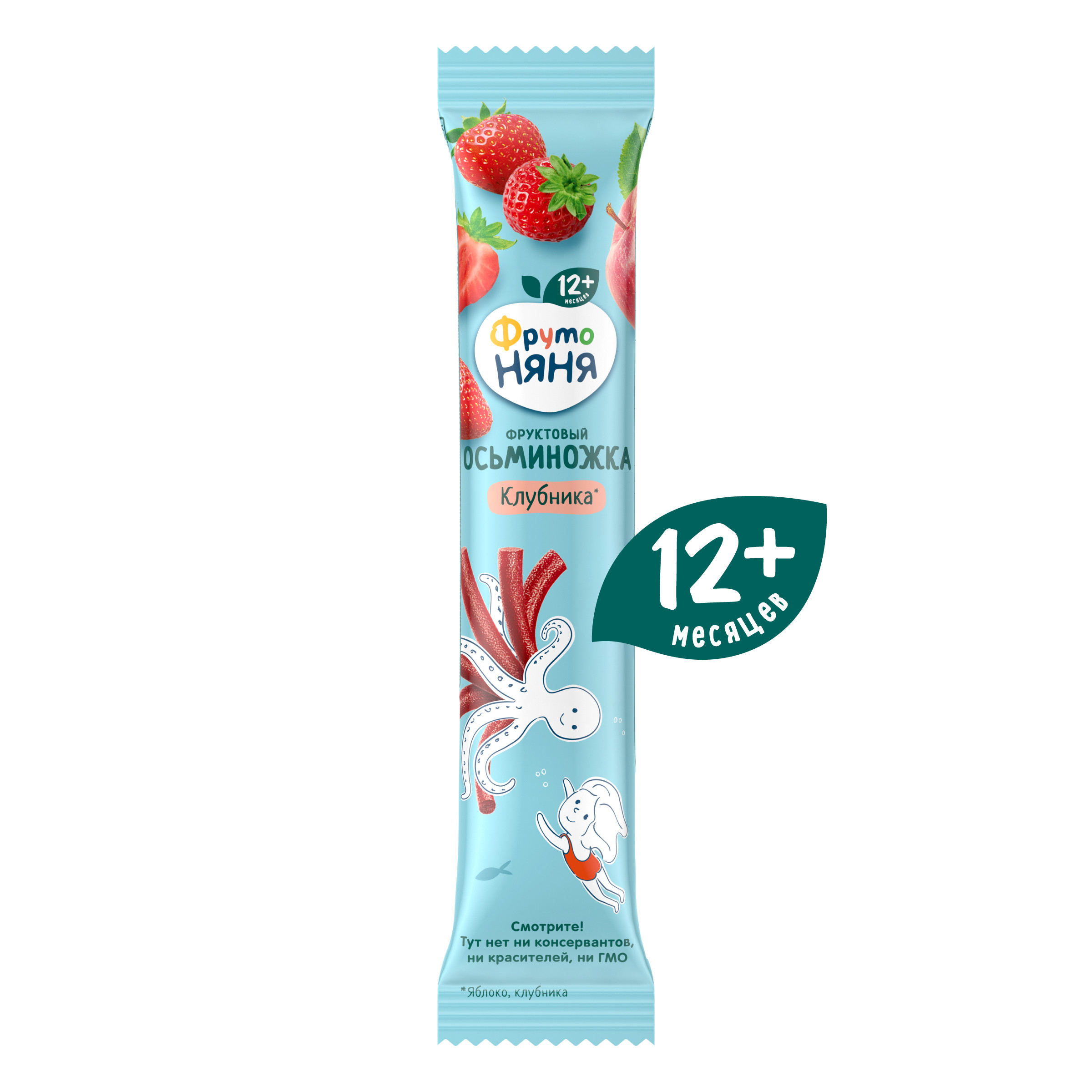 Фруктовые кусочки ФрутоНяня яблоко-клубника с 12 мес 16 г - фото 1