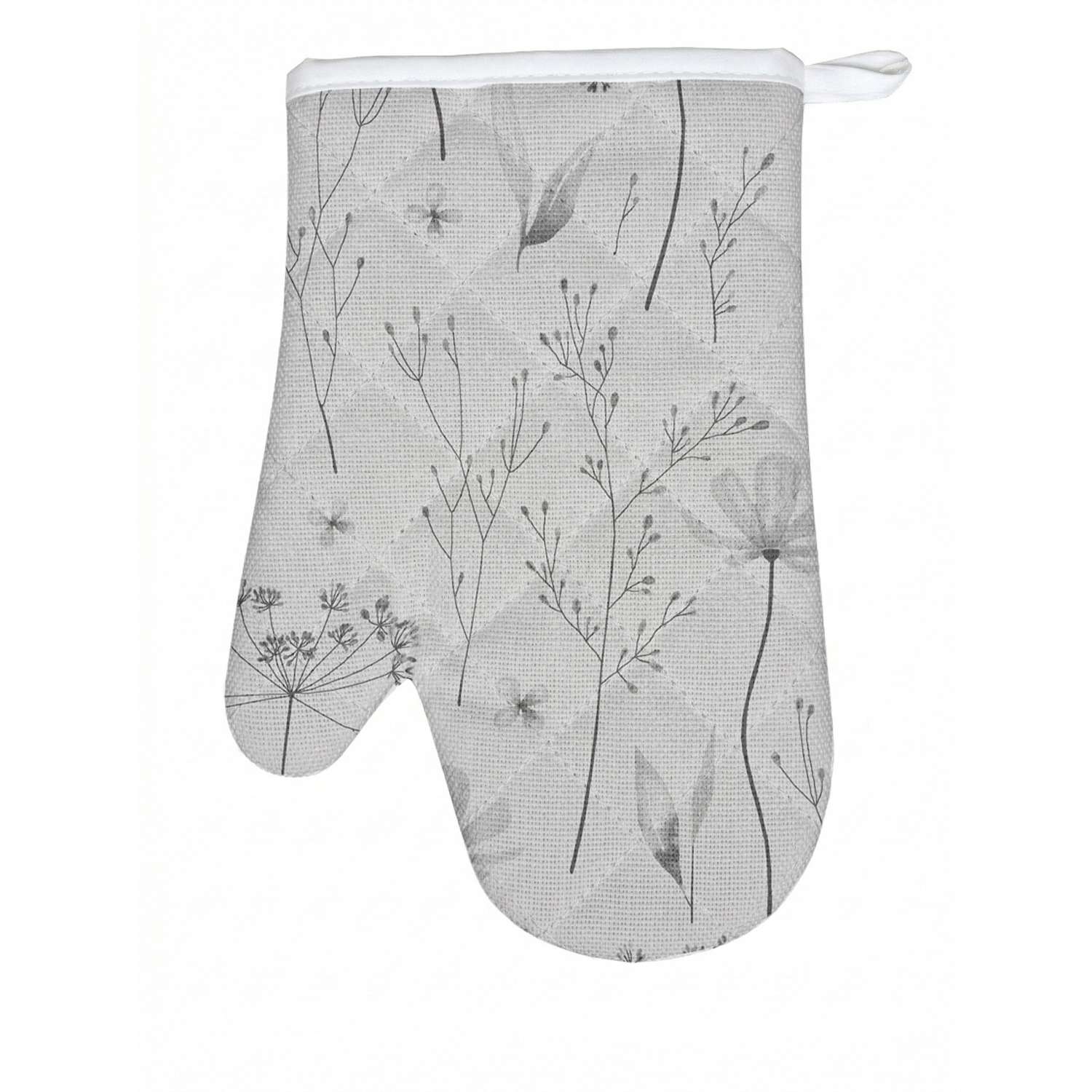 Рукавица кухонная Русский дом Гербарий серый 18*28см - фото 1