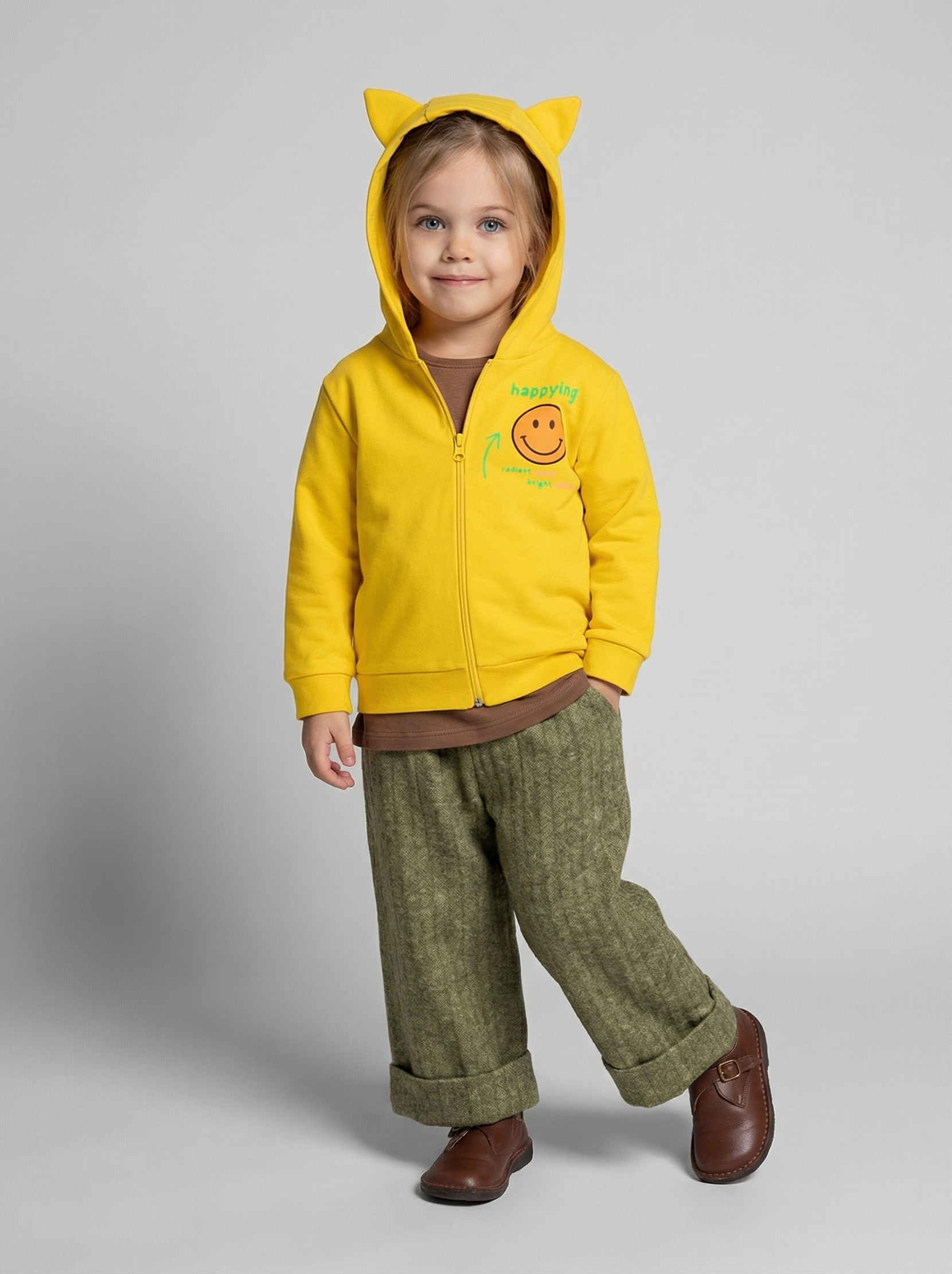 Изображение товара Детская толстовка YOULALA 98 с капюшоном и ушками для ребенка