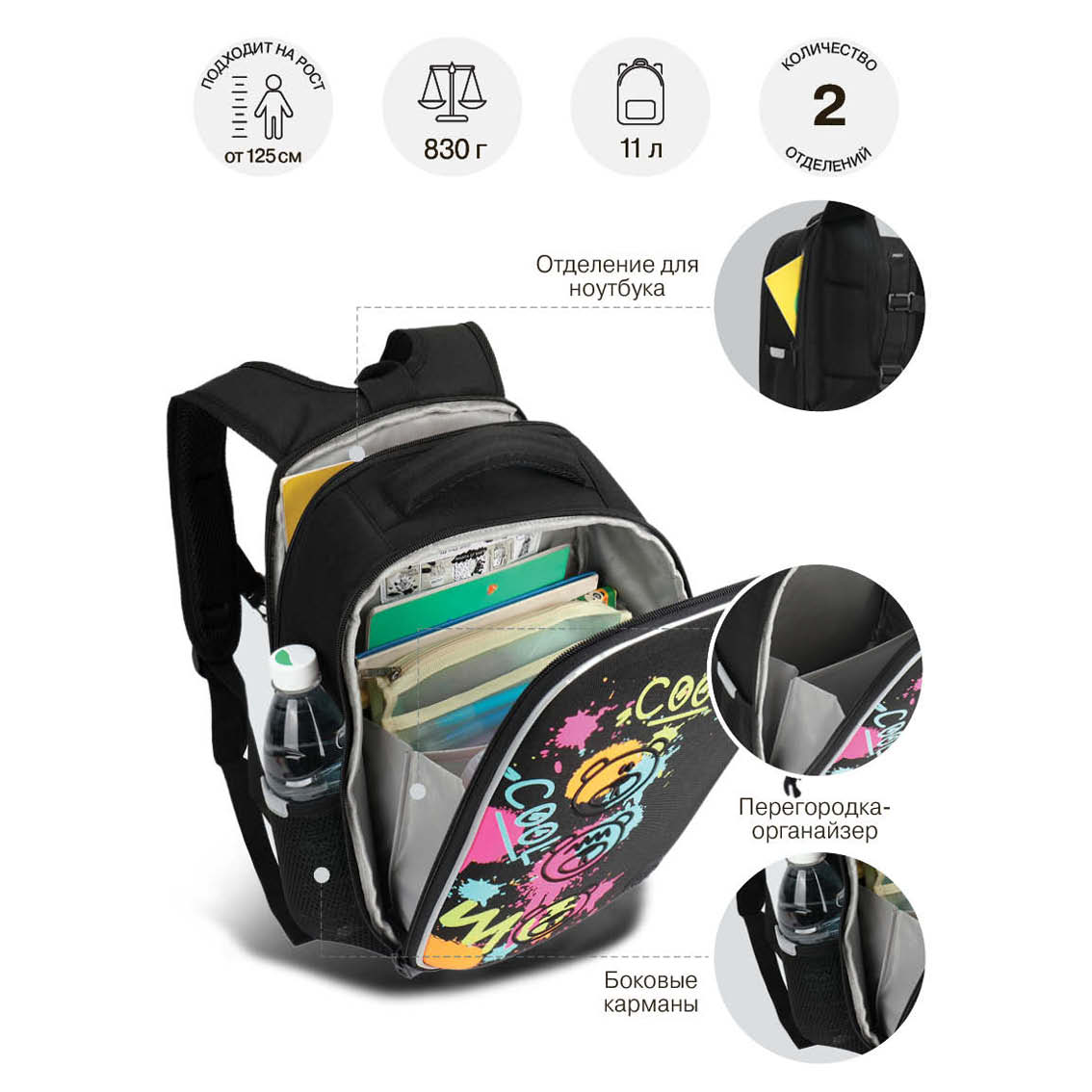 Ранец Grizzly Графити - фото 8