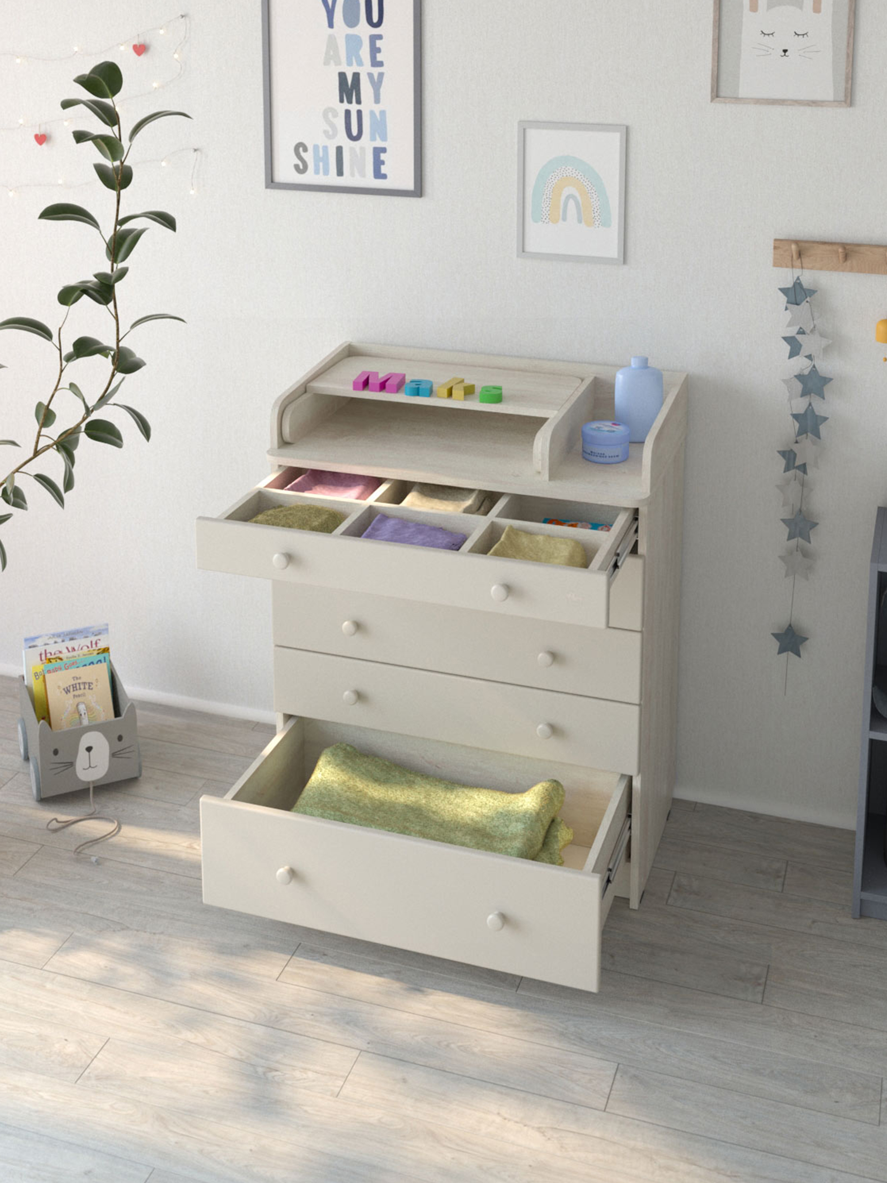 Комод пеленальный Aton Maks сосна касцина серый - фото 10