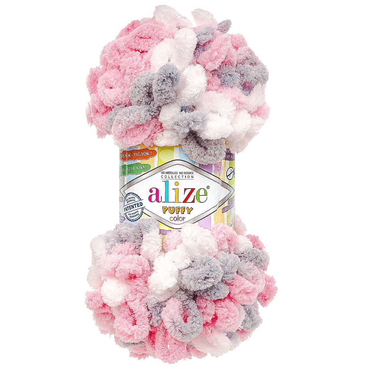 Пряжа для вязания Alize puffy color 100 г 9 м микрополиэстер плюшевая мягкая 6370 секционный 5 мотков - фото 4