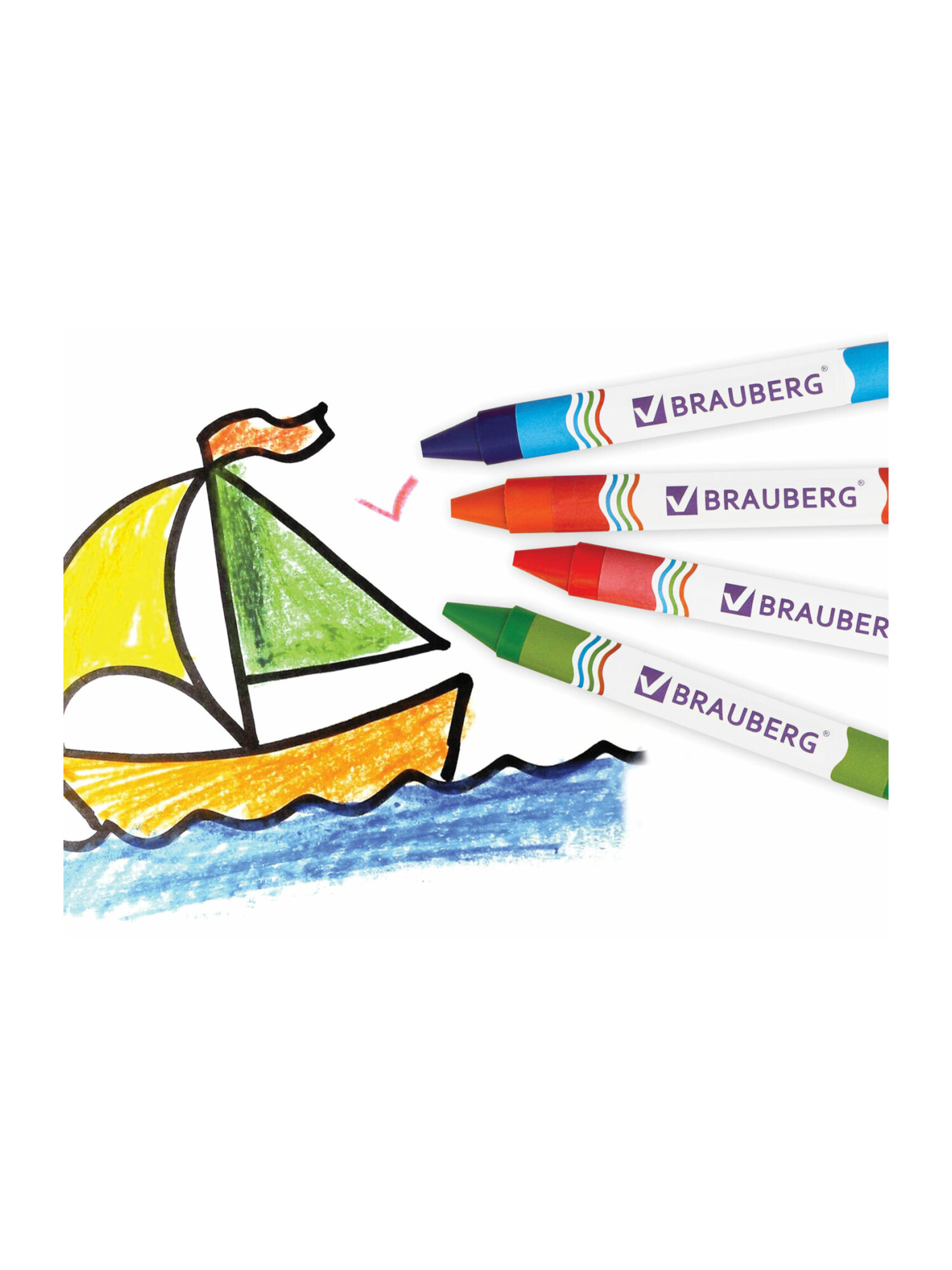 Восковые мелки Brauberg 12 шт. - фото 13