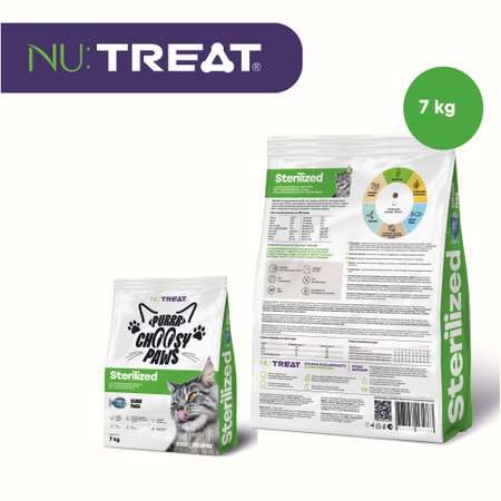 Сухой корм для кошек и котов Nu:Treat Sterilized Белая рыба‎ 7 кг