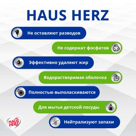 Таблетки HausHerz для посудомоечной машины All in 1. 55 шт