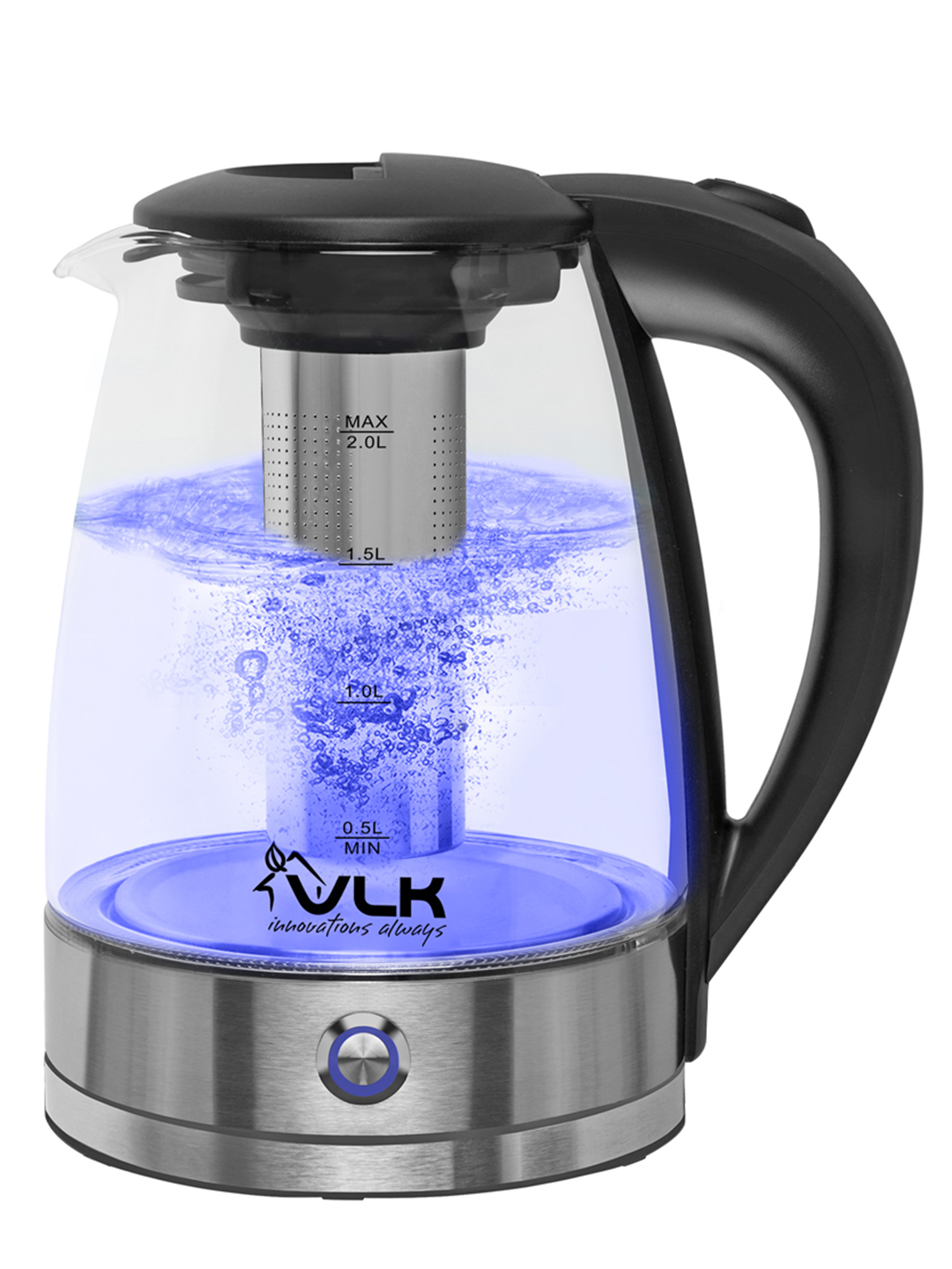 Электрический чайник VLK SIENA-6559 2200 Вт 2 л стекло сталь подогрев 65-85°C с ситечком черный стальной - фото 8