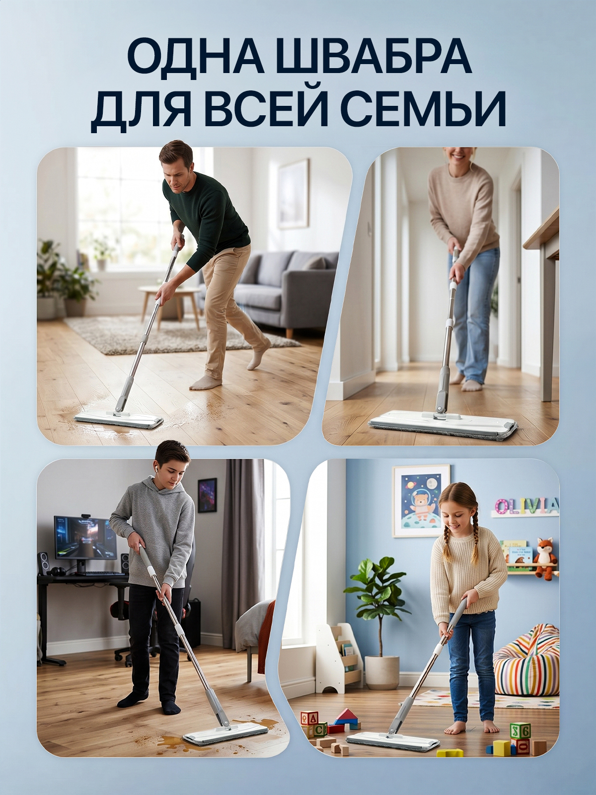 Швабра с отжимом и ведром Mobby 8 л - фото 16