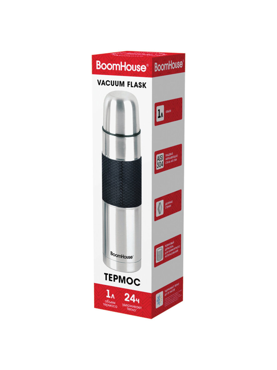 Термос BoomHouse для чая и кофе 1 литр из нержавеющей стали походный - фото 9