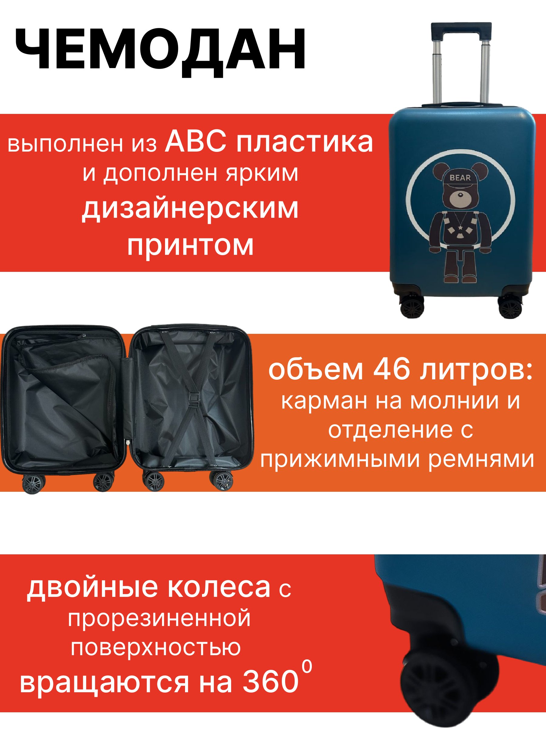 Чемодан LATS Медведь - фото 7